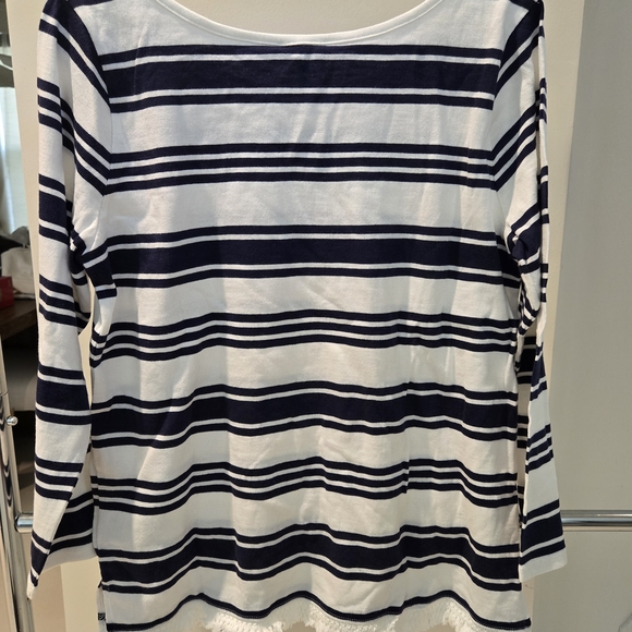 Joie Navy and White Striped Long Sleeve Top - Picture 6 of 6
